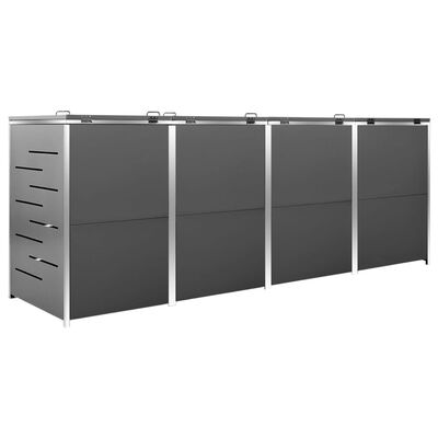 Abri pour quatre poubelles 276,5x77,5x112,5 cm Inox – Image 3
