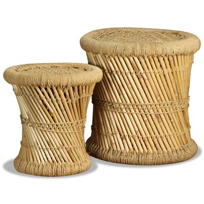Tabourets lot de 2 Bambou et jute