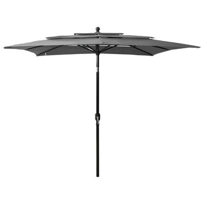 Parasol de jardin à 3 niveaux avec mât en aluminium anthracite