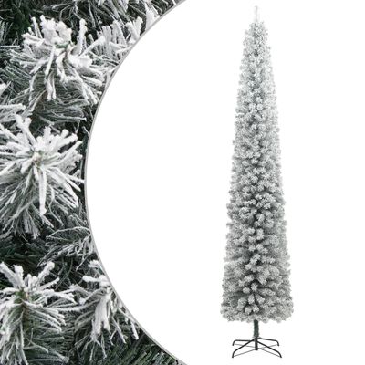 Sapin de Noël mince avec support et flocon de neige 270 cm PVC