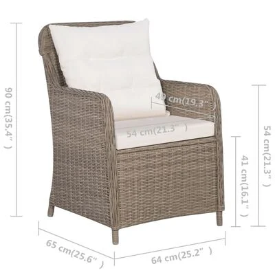 Ensemble bistro 3 pcs coussins oreillers Résine tressée Marron – Image 3