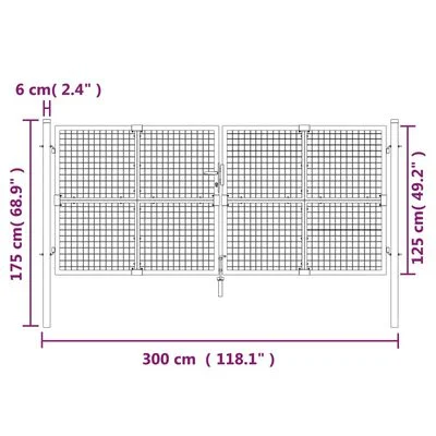 Portail de jardin maille anthracite 300x175 cm acier galvanisé – Image 4