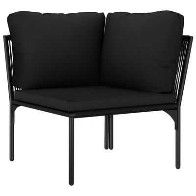 Salon de jardin 8 pcs avec coussins Noir PVC – Image 6