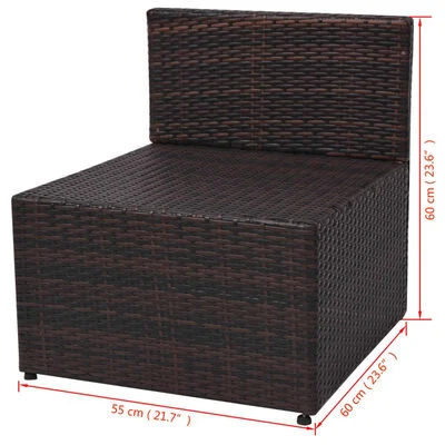 Salon de jardin 5 pcs avec coussins Résine tressée Marron – Image 5
