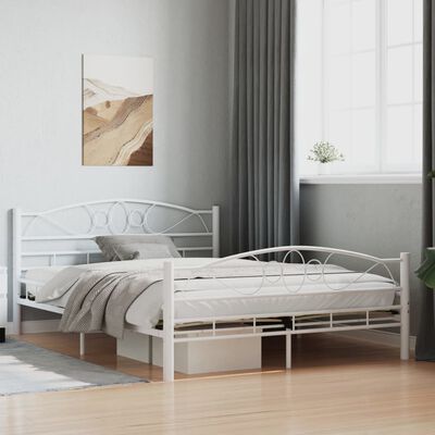 Cadre de lit sans matelas blanc métal 140x200 cm