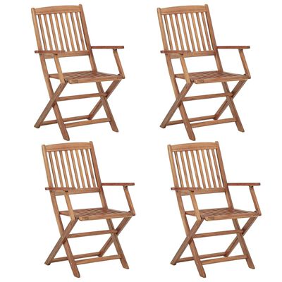 Chaises pliables d'extérieur lot de 4 Bois d'acacia solide