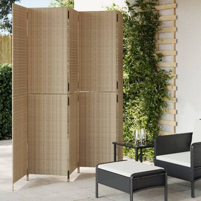 Cloison de séparation 5 panneaux beige résine tressée