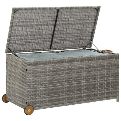 Boîte de rangement de jardin gris clair 120x65x61 cm rotin – Image 3