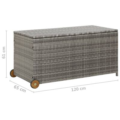 Boîte de rangement de jardin gris clair 120x65x61 cm rotin – Image 5