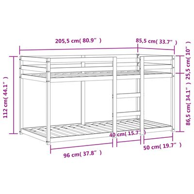 Lit superposé sans matelas cire marron 80x200 cm pin massif – Image 4