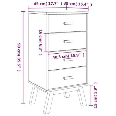 Table de chevet OLDEN marron bois de pin solide – Image 4