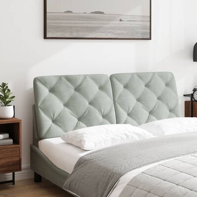 Coussin de tête de lit gris clair 140 cm velours