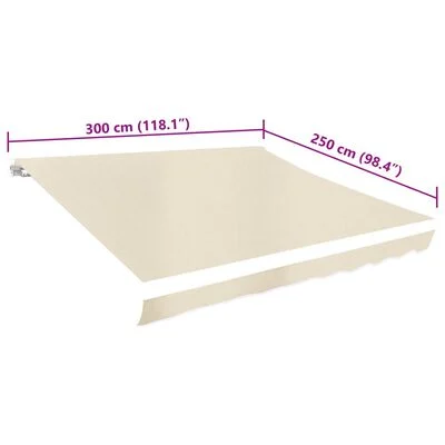 Toit d'auvent toile crème 3 x 2,5 m (cadre non inclus) – Image 3