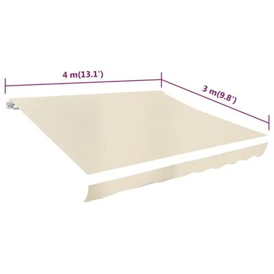 Toit d'auvent Toile Crème 4x3 m (Cadre non inclus) – Image 4