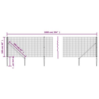 Clôture en treillis métallique et ancrage anthracite 1x10 m – Image 4