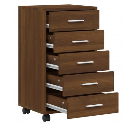 Armoire à tiroirs avec roulettes Chêne marron Bois d'ingénierie – Image 3