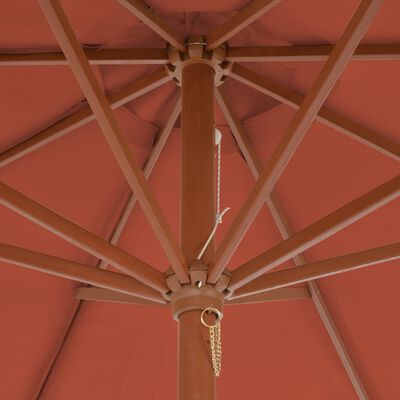 Parasol d'extérieur avec mât en bois 300 cm terre cuite – Image 3
