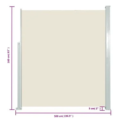 Auvent latéral rétractable 160 x 500 cm Crème – Image 4