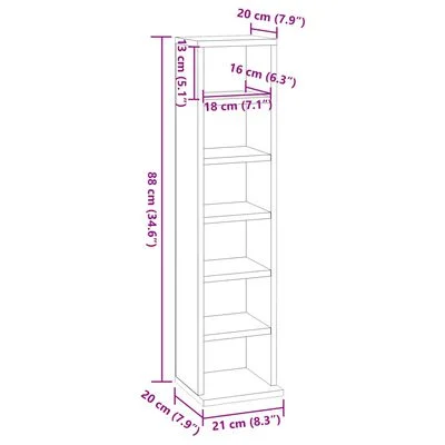 Armoire à CD Gris béton 21x20x88 cm Bois d'ingénierie – Image 3