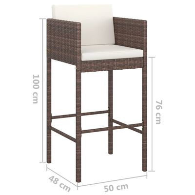 Tabourets de bar lot de 2 avec coussins marron résine tressée – Image 4