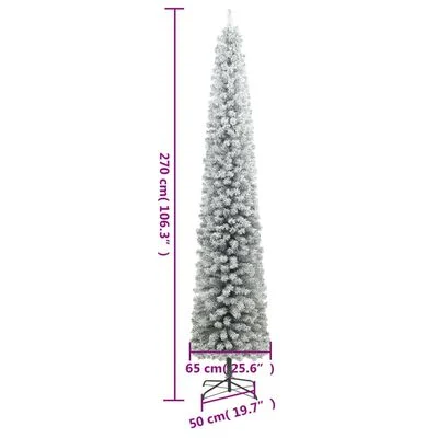 Sapin de Noël mince avec support et flocon de neige 270 cm PVC – Image 5