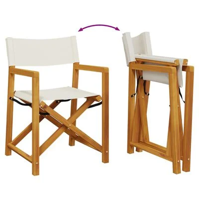 Chaises de jardin pliables lot de 2 blanc crème tissu – Image 3