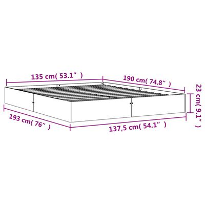 Cadre de lit sans matelas cire marron 135x190cm bois pin massif – Image 4