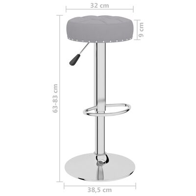 Tabourets de bar lot de 2 gris tissu – Image 4