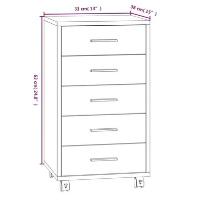 Armoire à tiroirs avec roulettes Chêne marron Bois d'ingénierie – Image 4