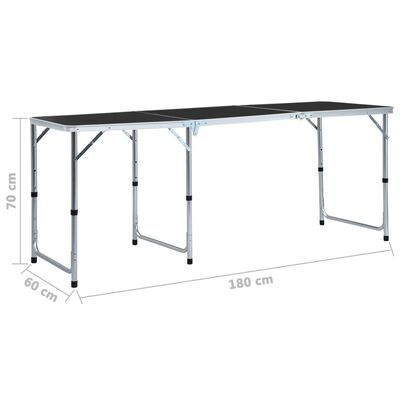 Table pliable de camping Gris Aluminium 180x60 cm – Image 6