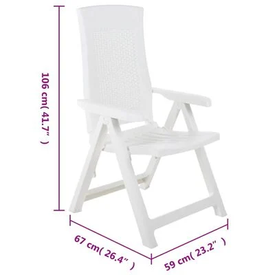 Chaises inclinables de jardin lot de 2 Plastique Blanc – Image 4