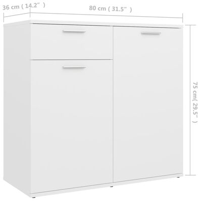 Buffet blanc 80x36x75 cm bois d'ingénierie – Image 5
