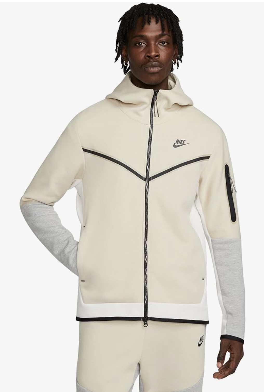 survêtement Nike à capuche en polaire pour homme avec fermeture éclair intégrale en rotin/Phantom Tech – Image 2