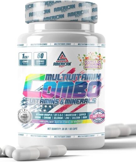 Combo multivitamines - 100 g - 60 gélules - Apport énergétique supplémentaire - Contient de l'acide folique, du fer et du calcium - Favorise le bien-être général